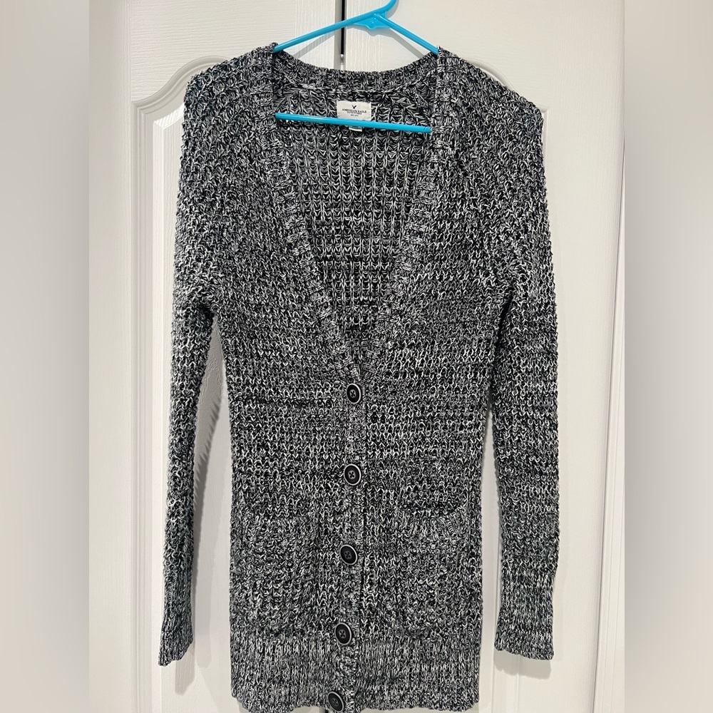American Eagle Outfitters Cardigan Sweater Women's Large Black White